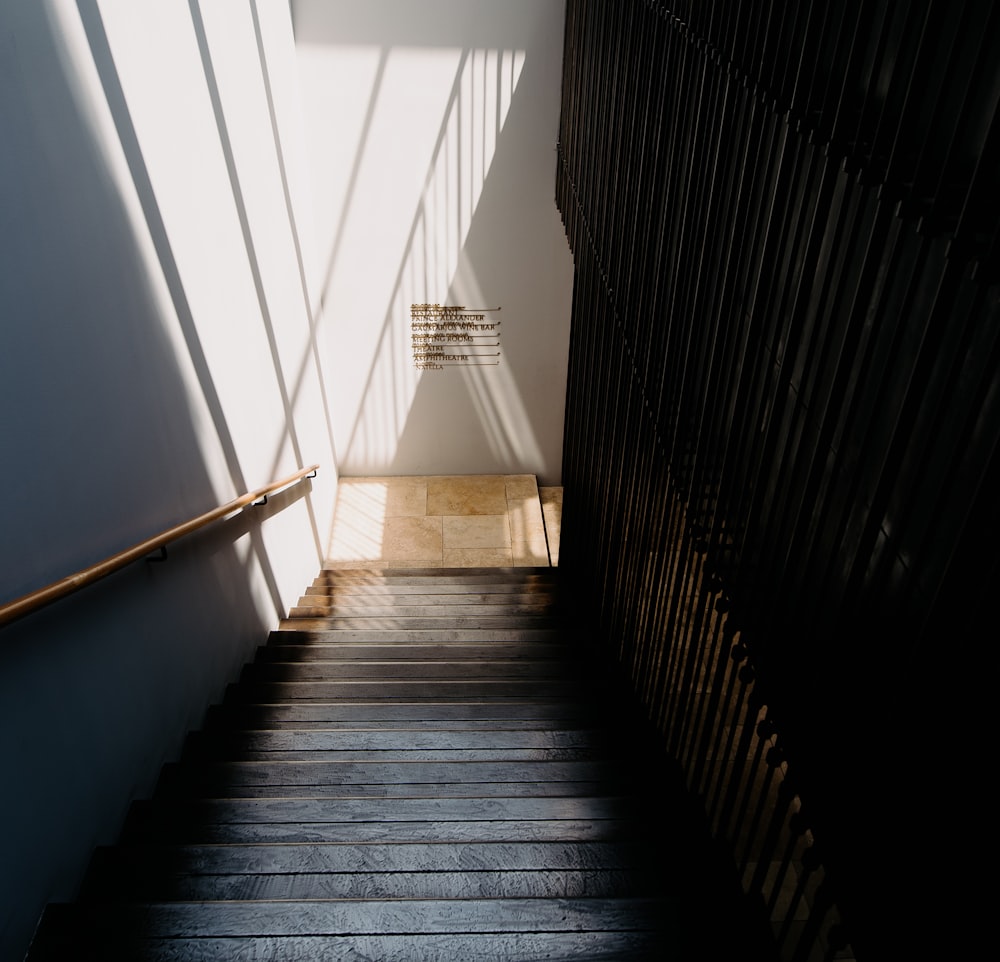 a wooden staircase in a house