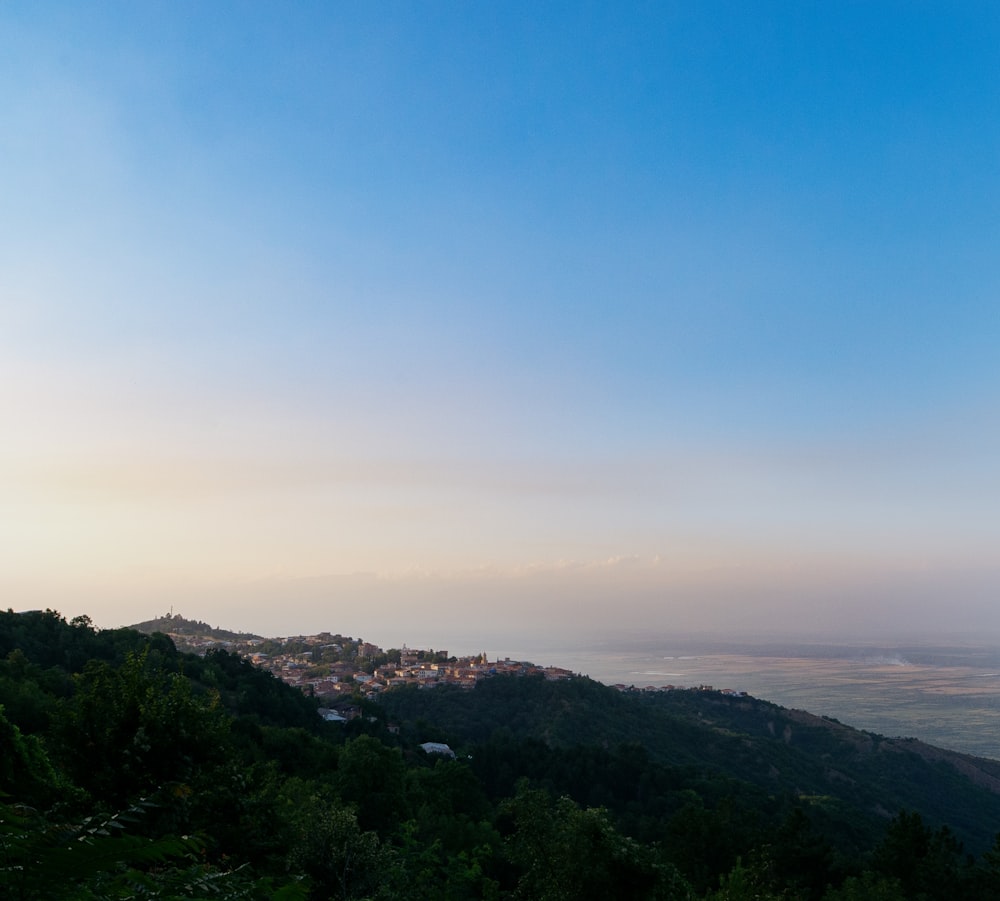 a view of a city from a hill