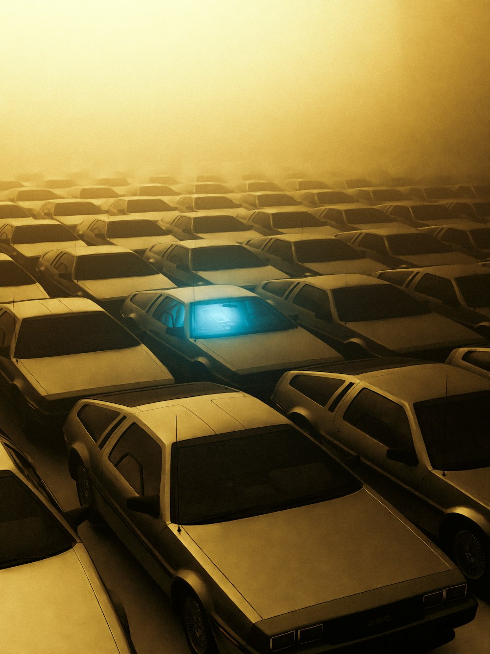 a group of cars parked in a parking lot