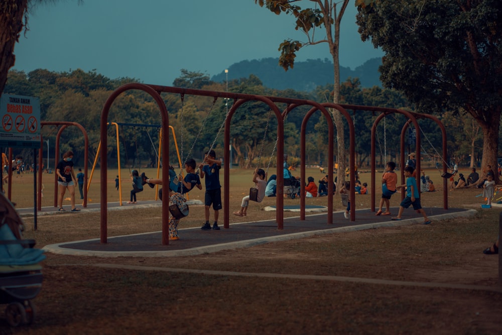 a group of people on a playground