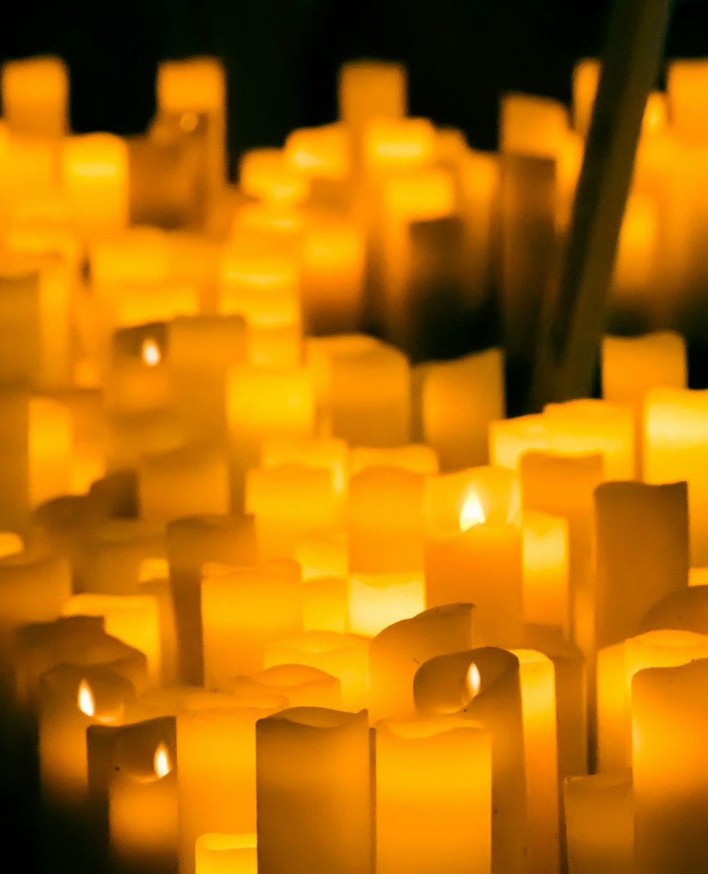 a close up of a group of candles