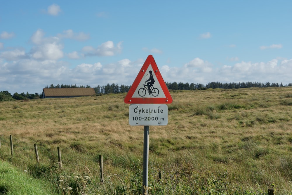 a sign in a field