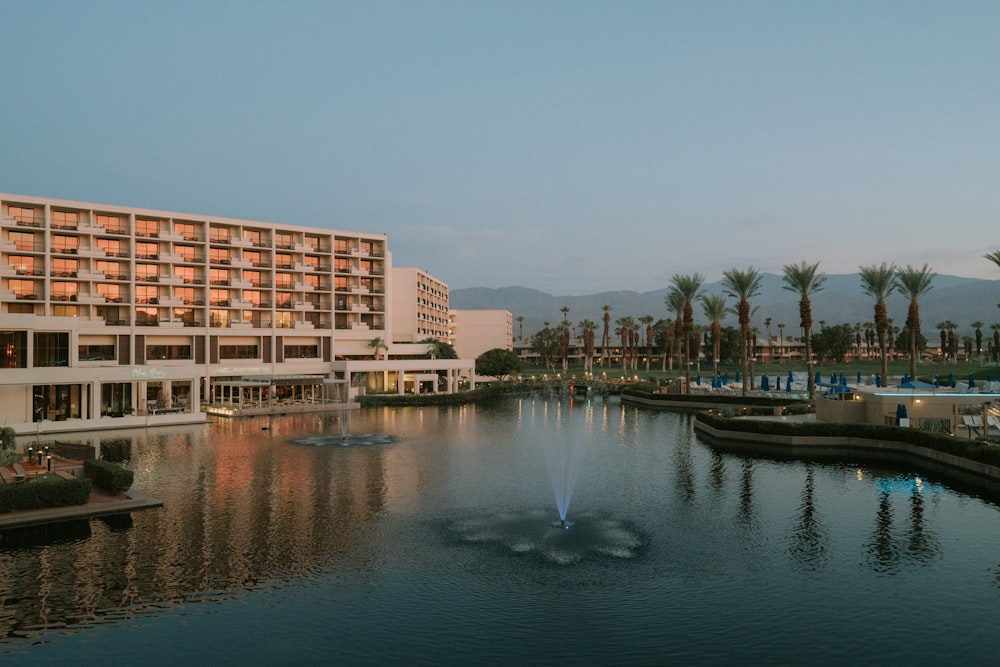 a body of water with buildings around it