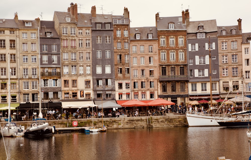 a body of water with buildings along it