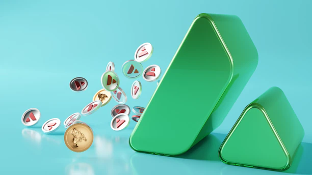 a close-up of a credit card and a coin