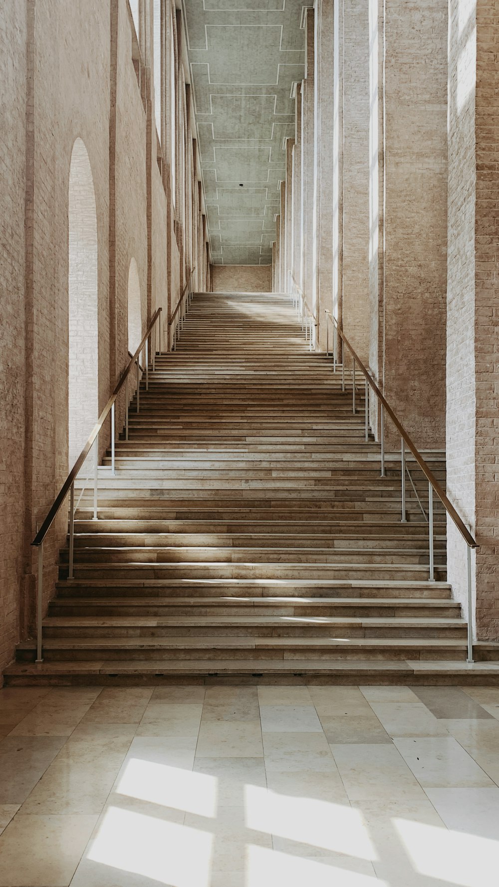 a wooden staircase in a building