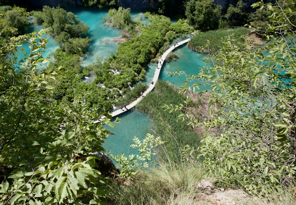 a river with a bridge over it