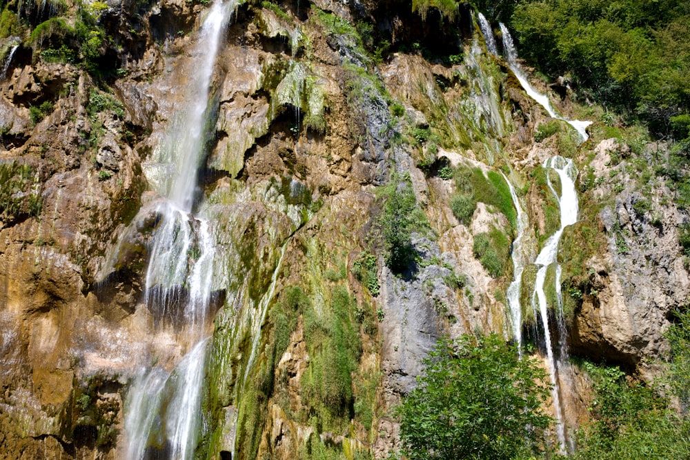 a waterfall in a rocky area