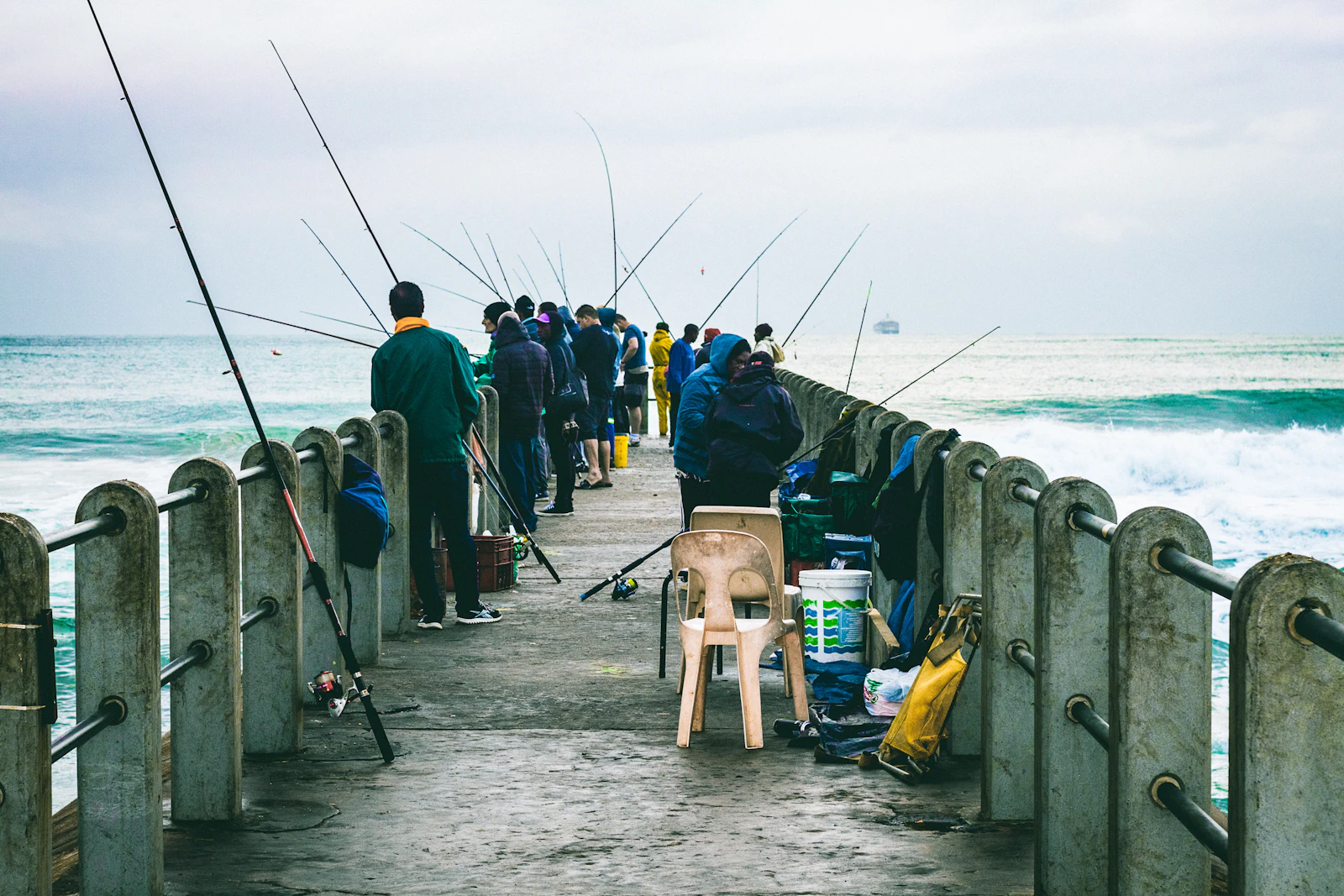 People standing along the Durban beachfront in South Africa