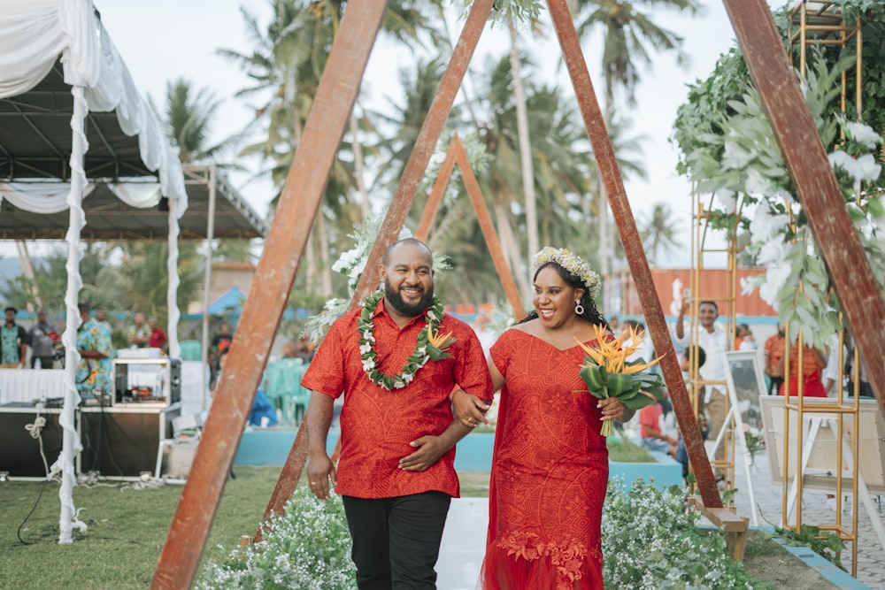 a man and woman in traditional dress