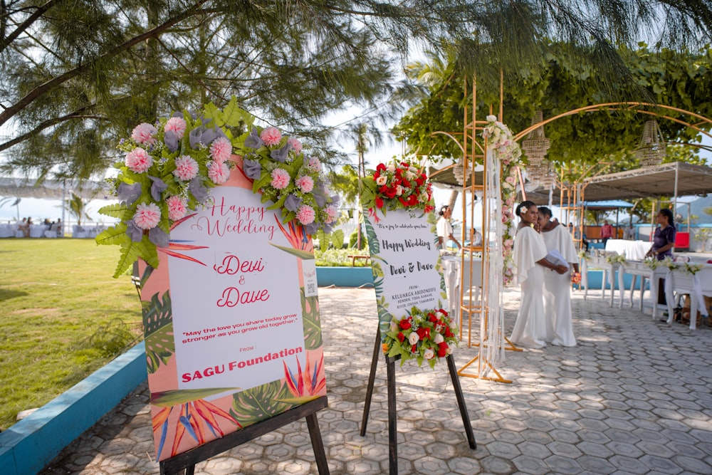 a couple of people at a wedding