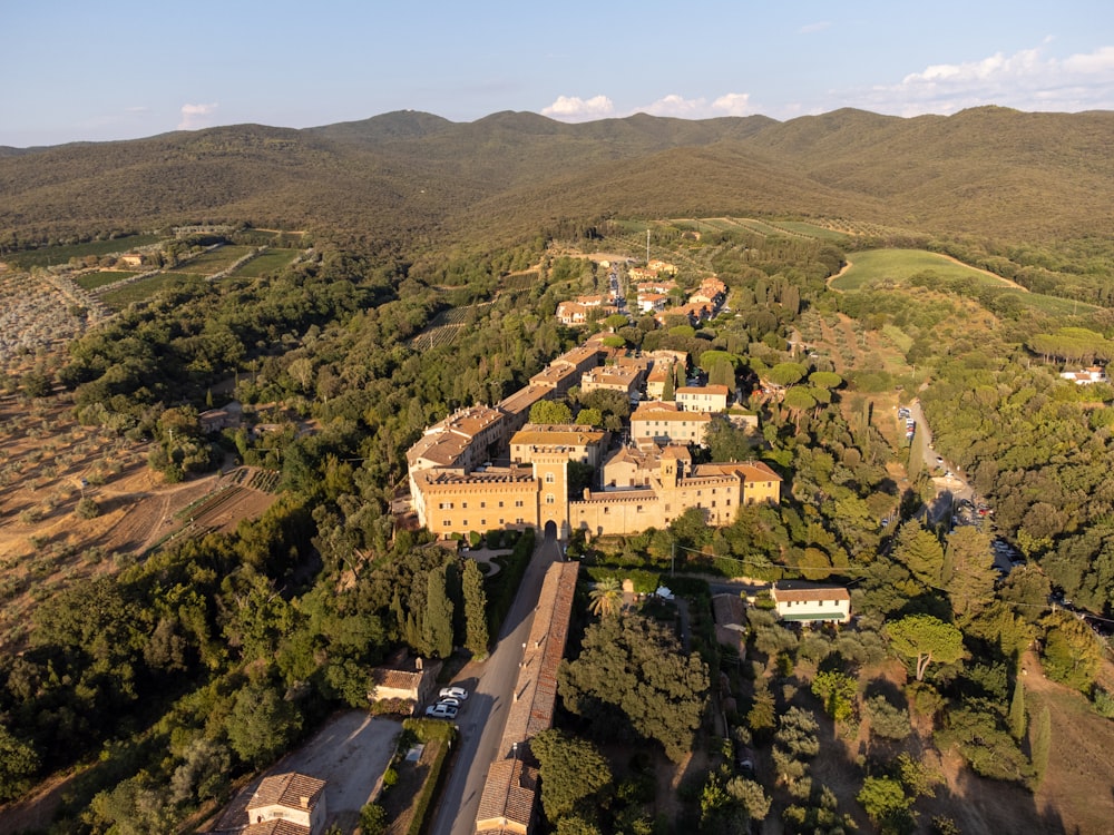 a large building on a hill