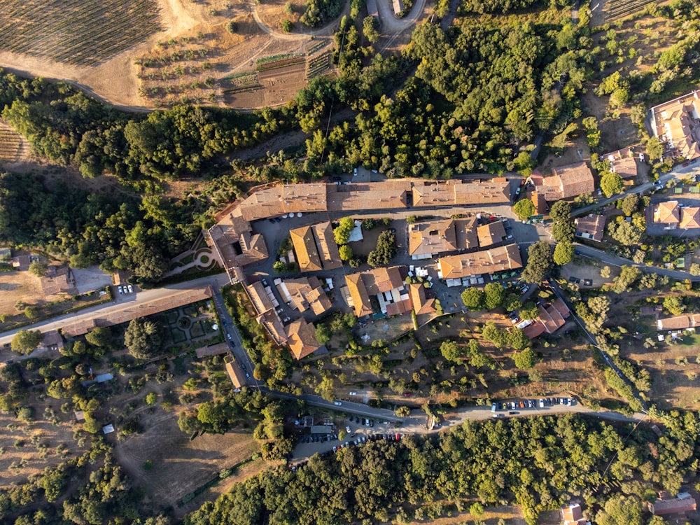 an aerial view of a large building