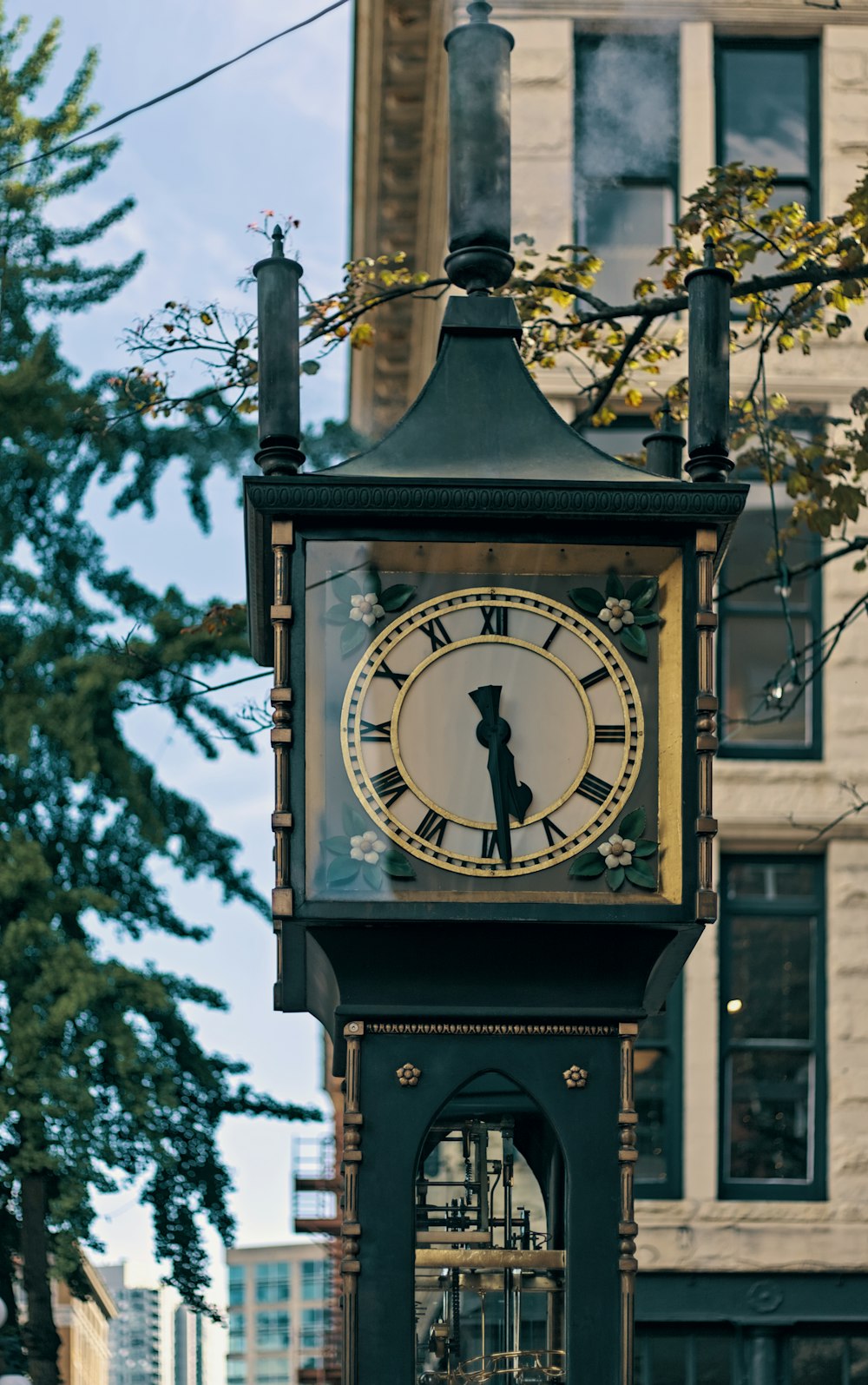 a clock on a pole