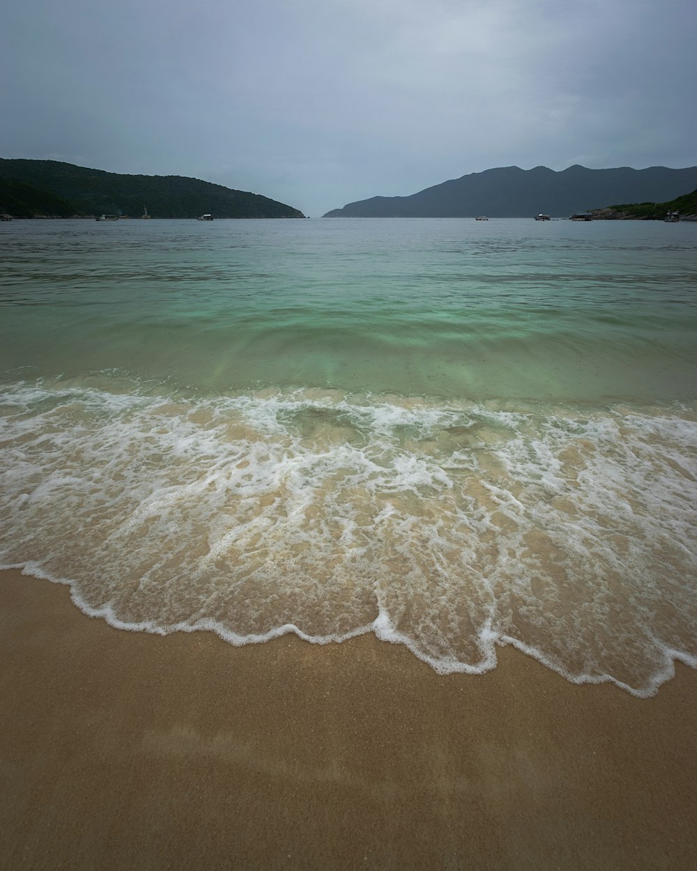 a beach with waves