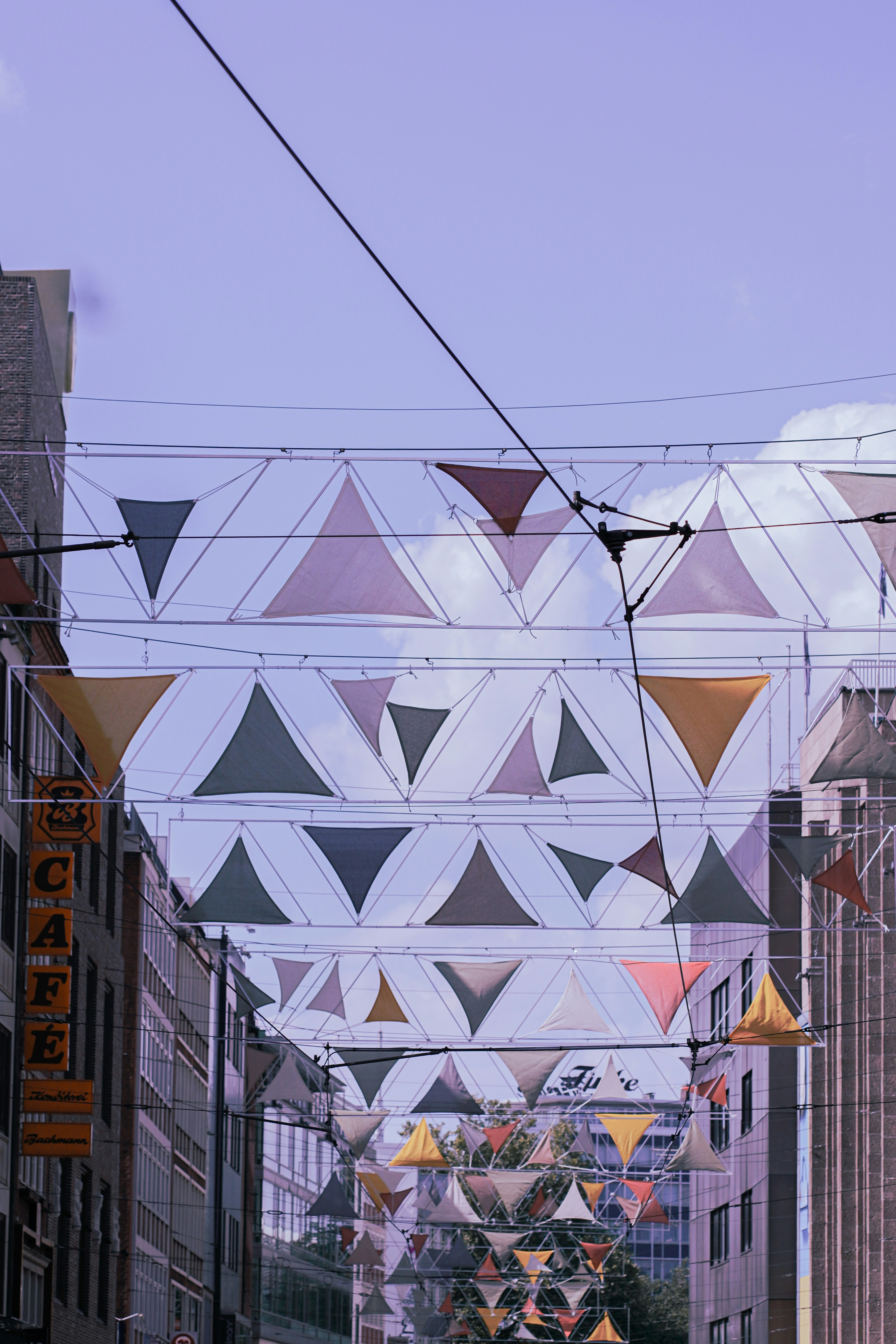 a building with a large white and black sign on it