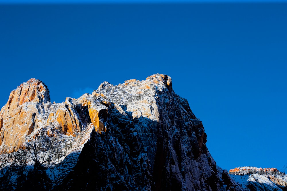 a mountain with snow