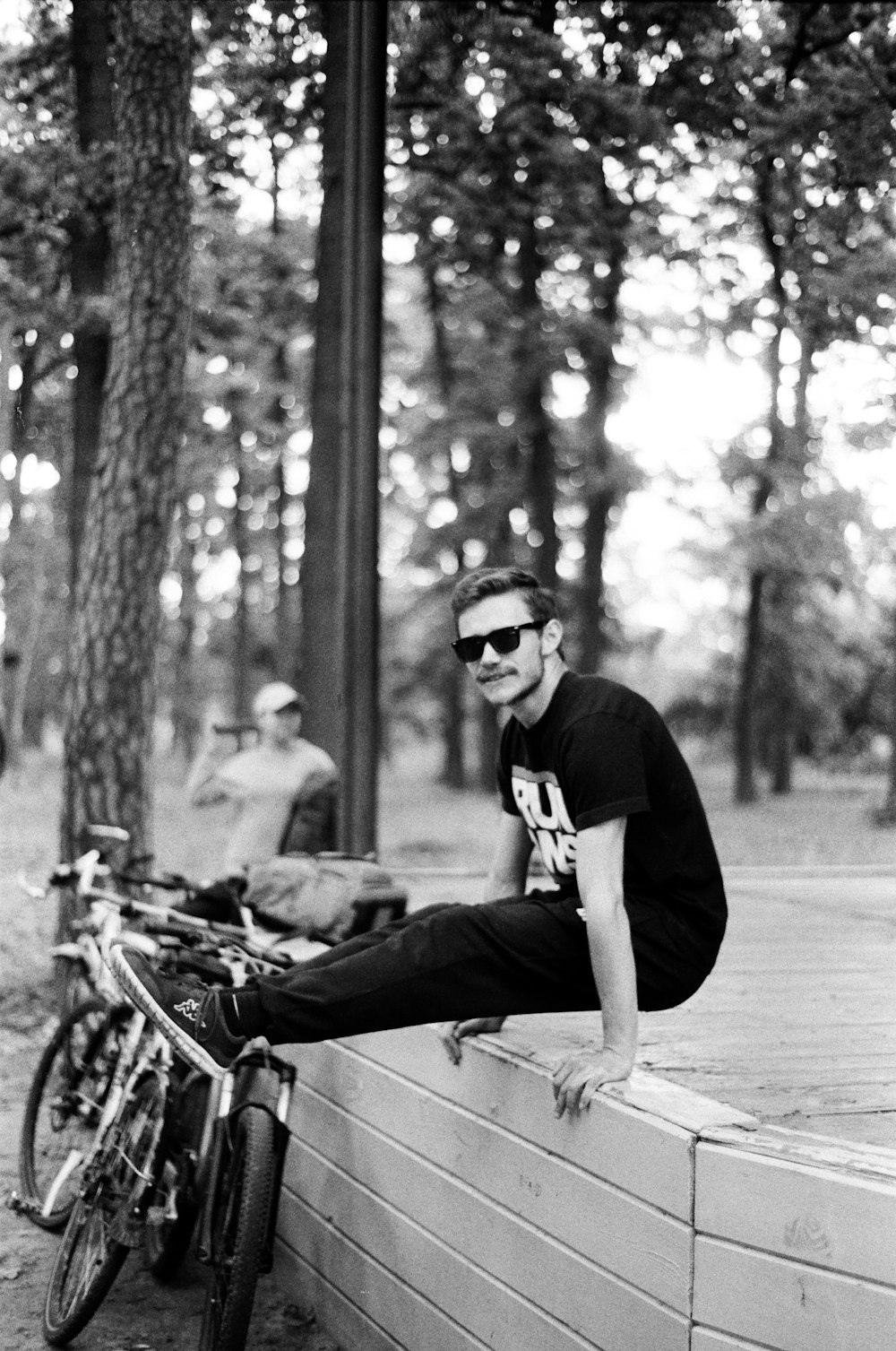 a man sitting on a bench