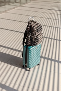 a couple of luggage bags on a table