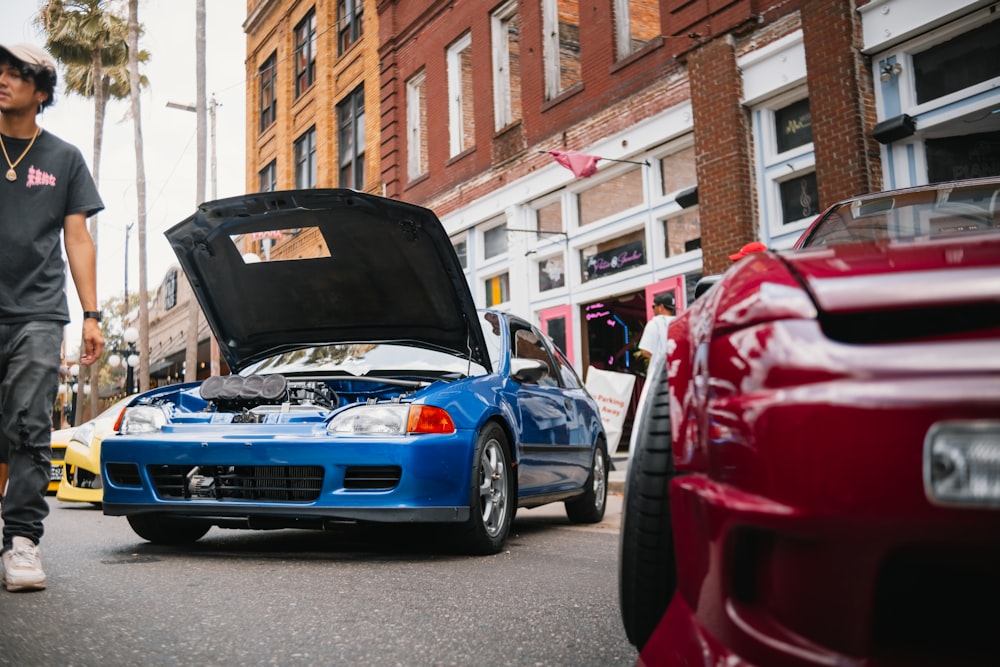 a car with its hood open