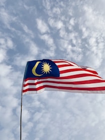 a flag flying in the air