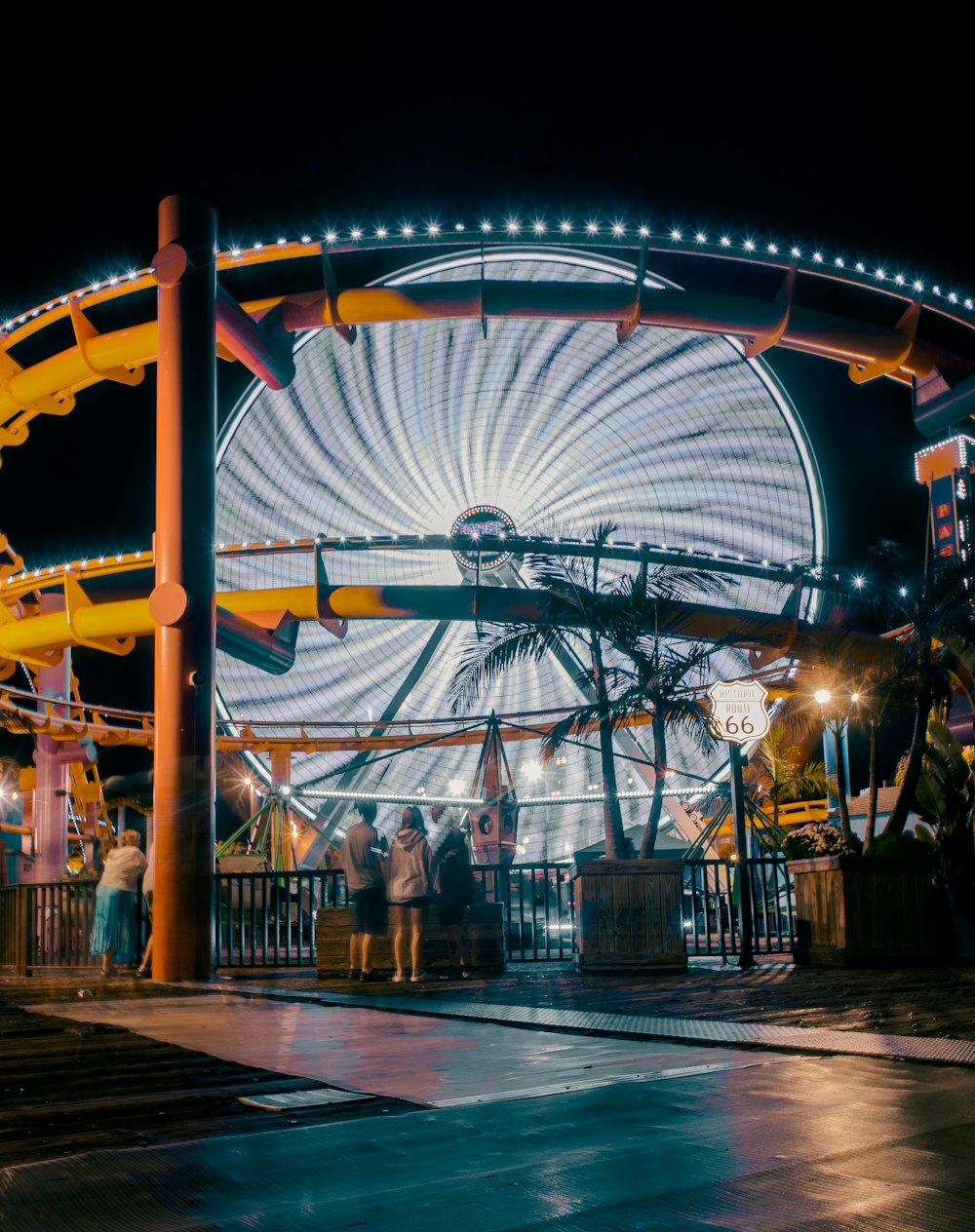 a large lighted ferris wheel