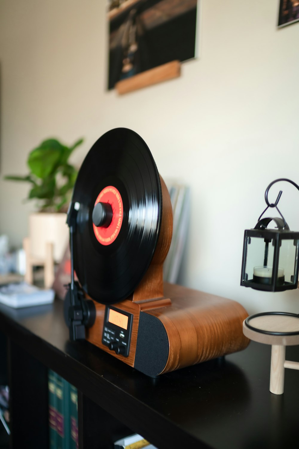 a wood object with a red circle on it