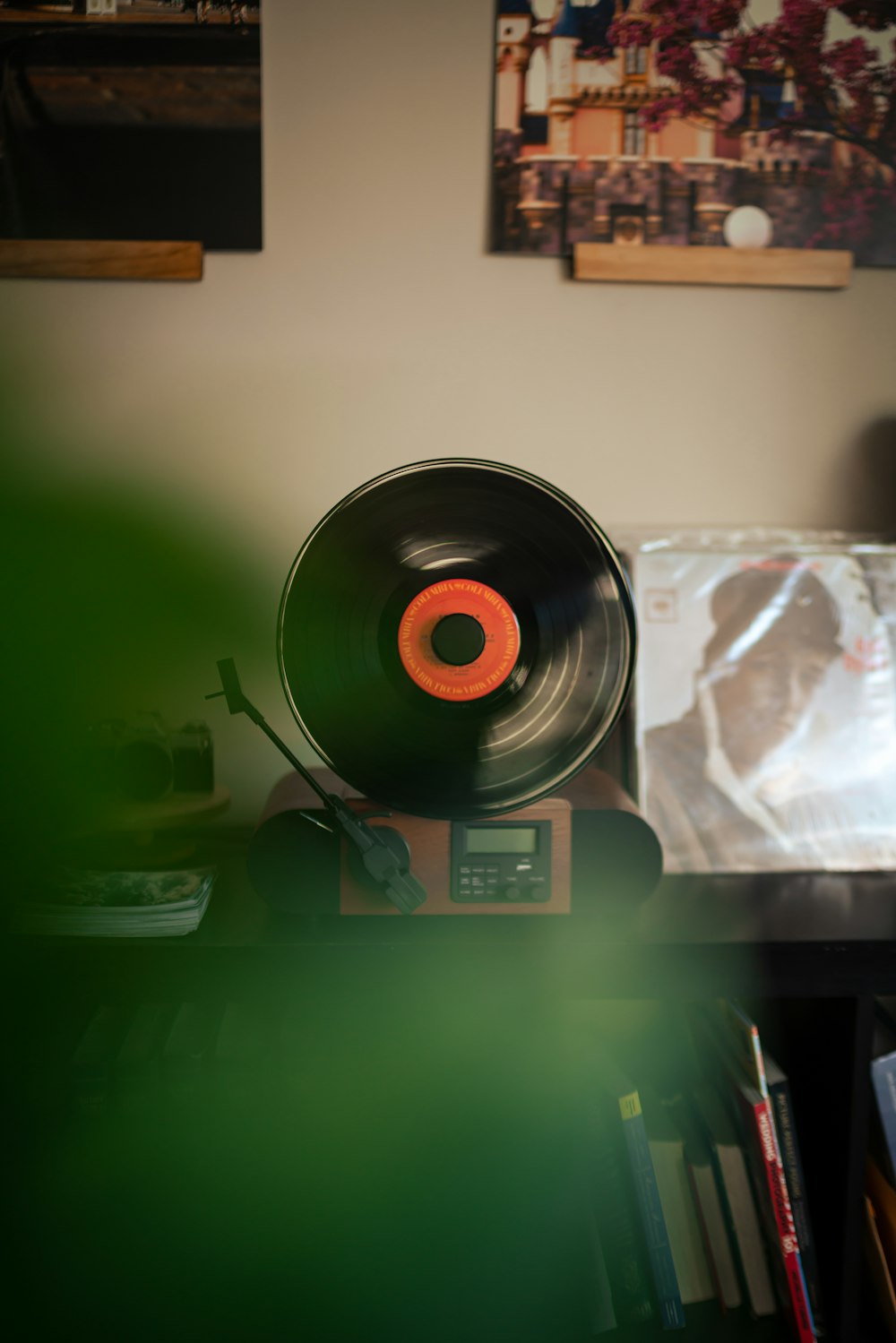 a green light on a table