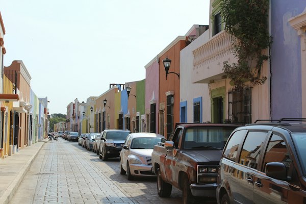A street with cars parked along it — Campeche, Mexico