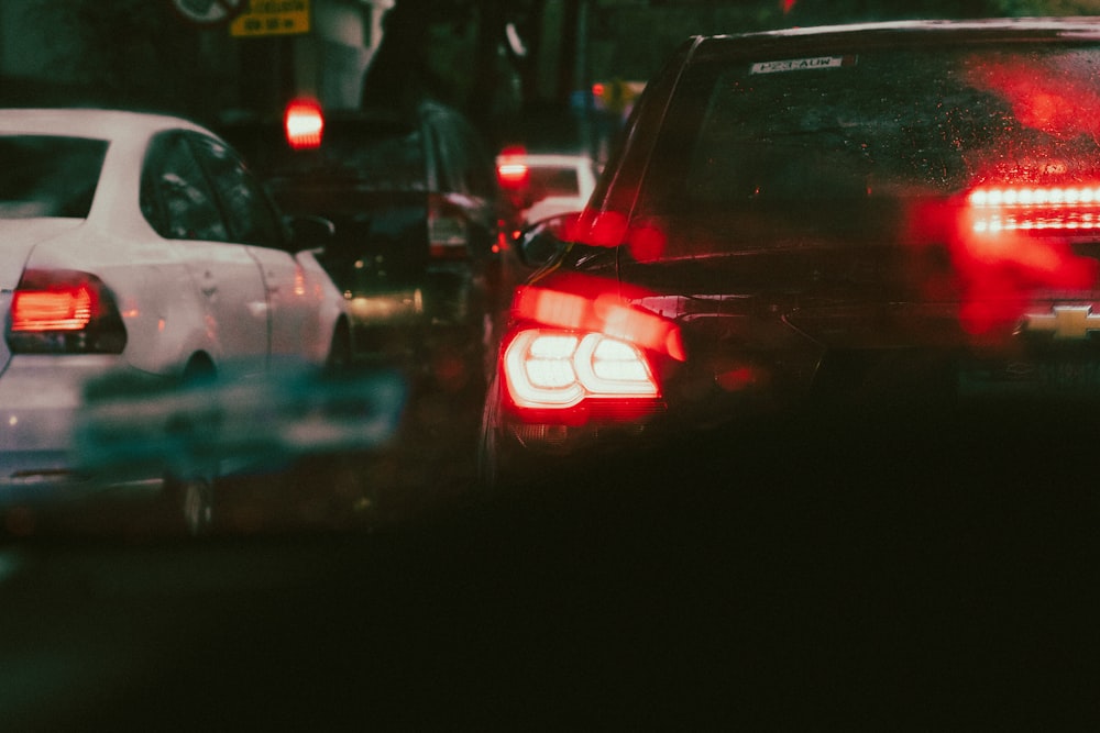 a car with its lights on