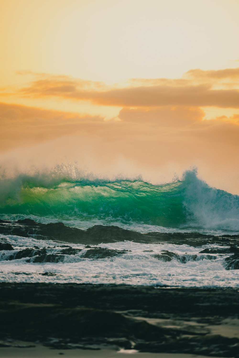 waves crashing on a beach