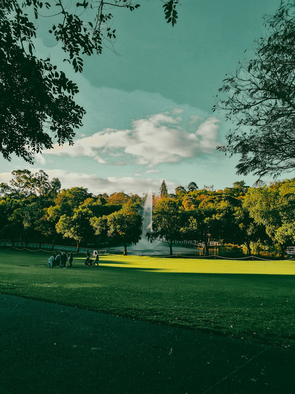 a fountain in a park