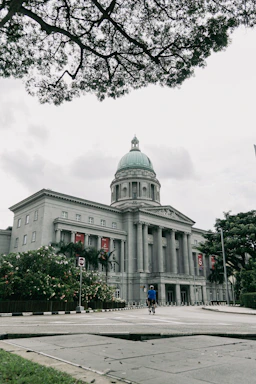 a large white building with a dome