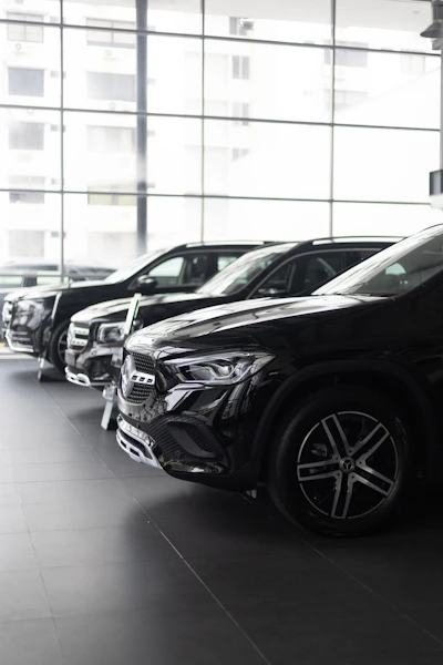a group of cars parked in a building