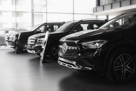 a group of cars parked in a building