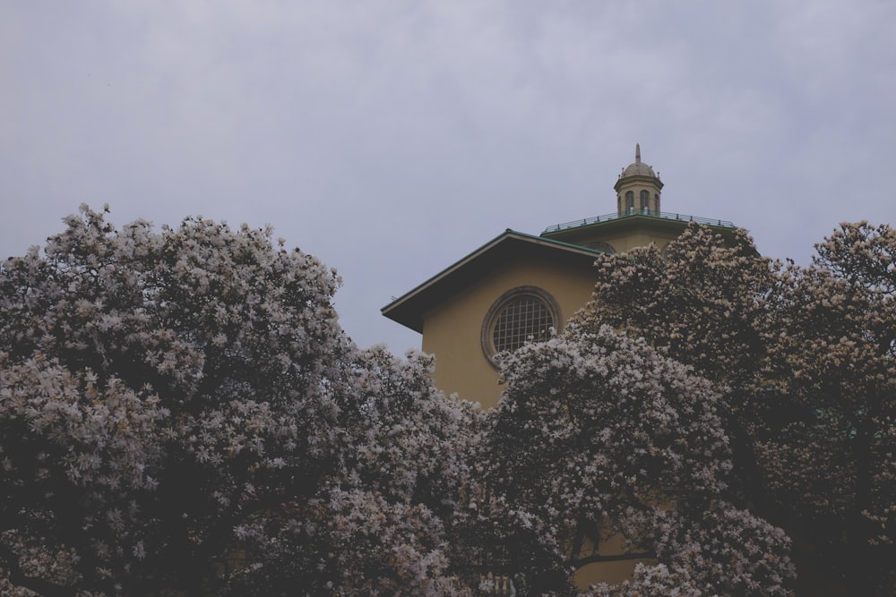 a building with trees in front of it