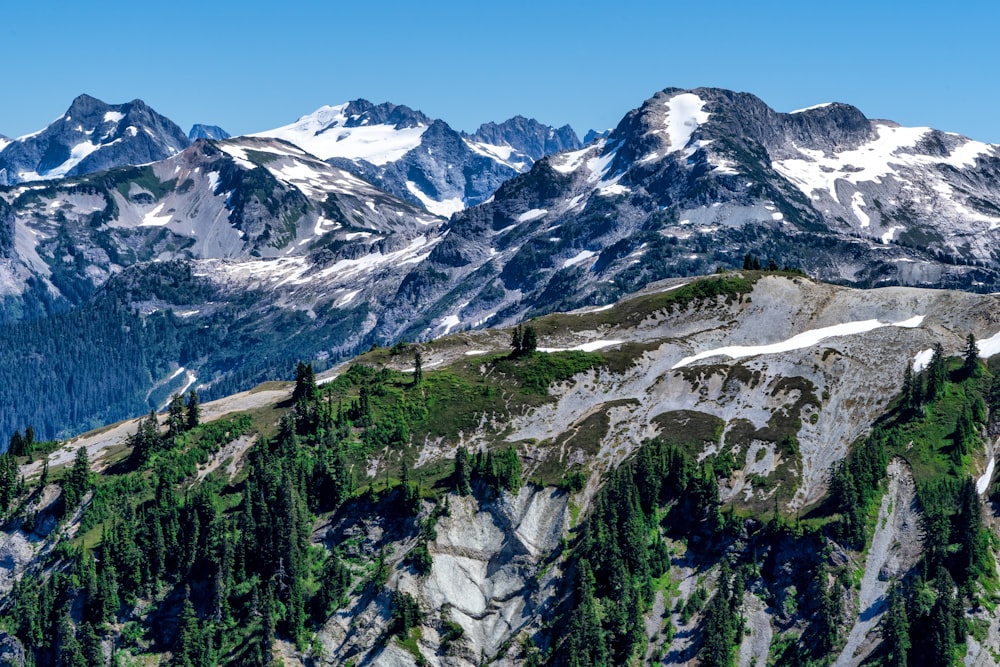 a mountain range with snow