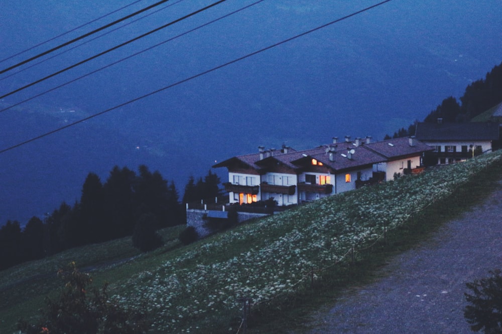 a row of houses on a hill