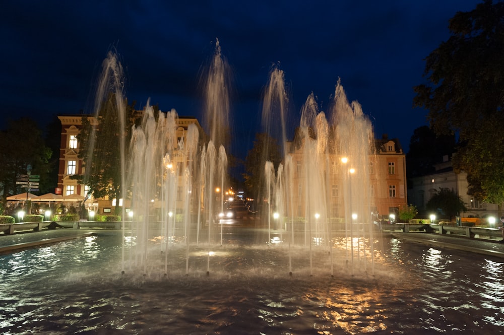 a fountain with water shooting up