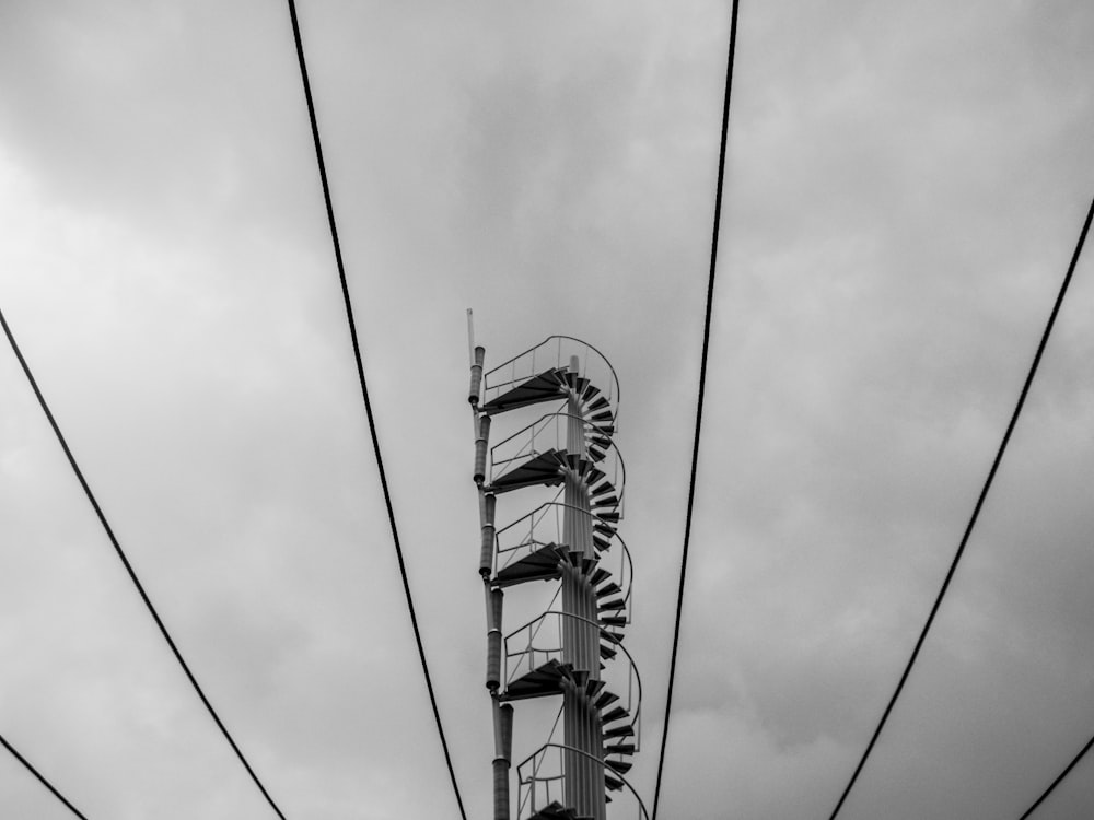 a tower with wires