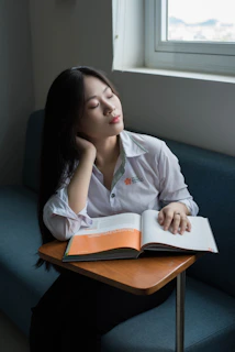 a woman reading a book