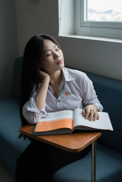 a woman reading a book