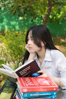 a woman reading a book