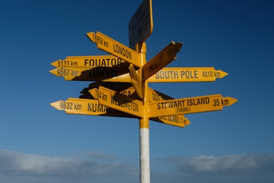 a signpost with several arrows