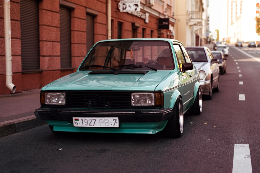 a car parked on a city street