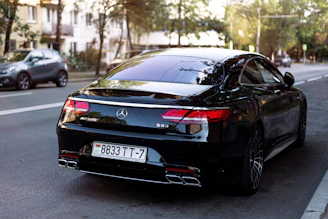 a black car on a street
