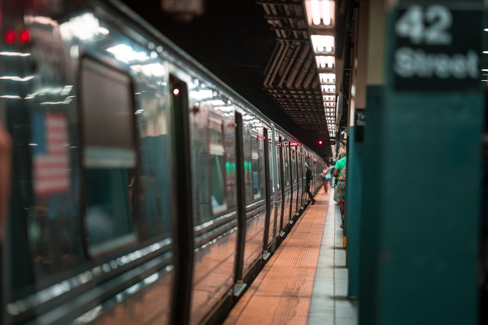 a train pulling into a station