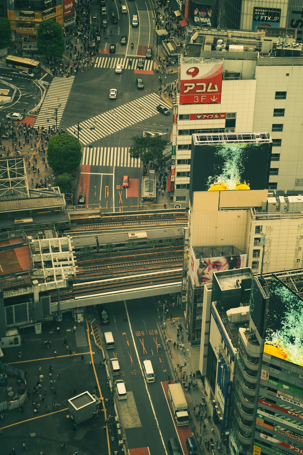 a city street with a large sign