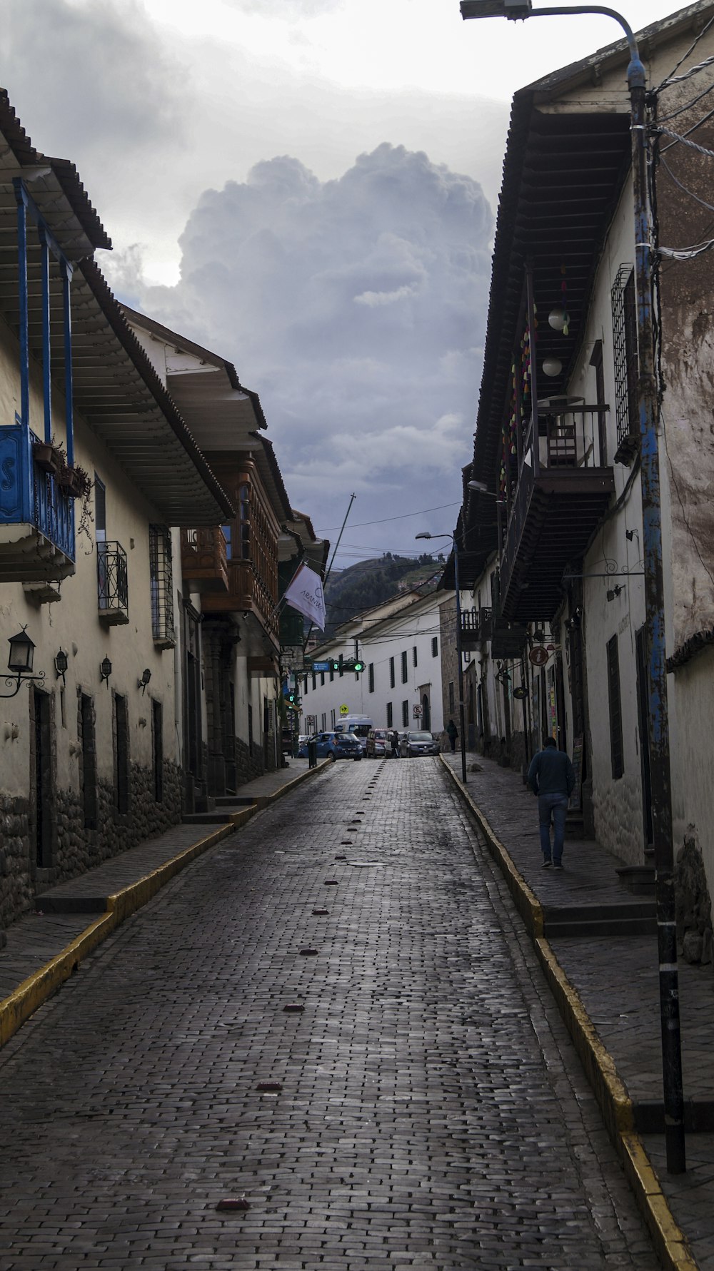 a person walking down a street