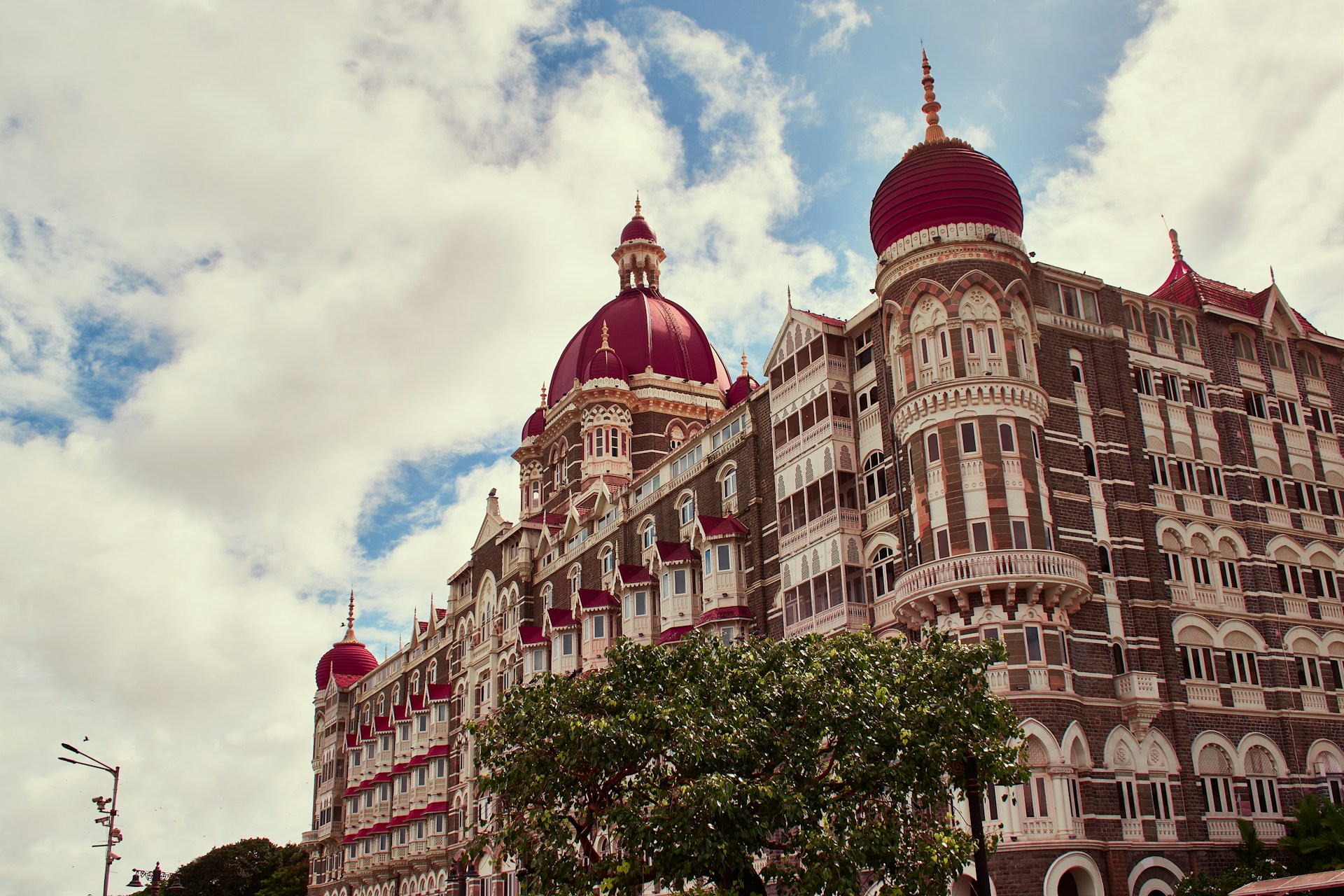 a large building with a red roof